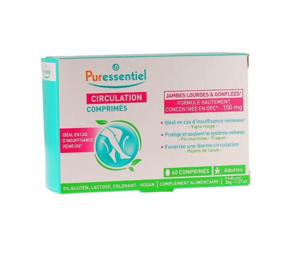 Circulation jambes lourdes et gonflées Puressentiel - boite de 60 comprimés - image 1