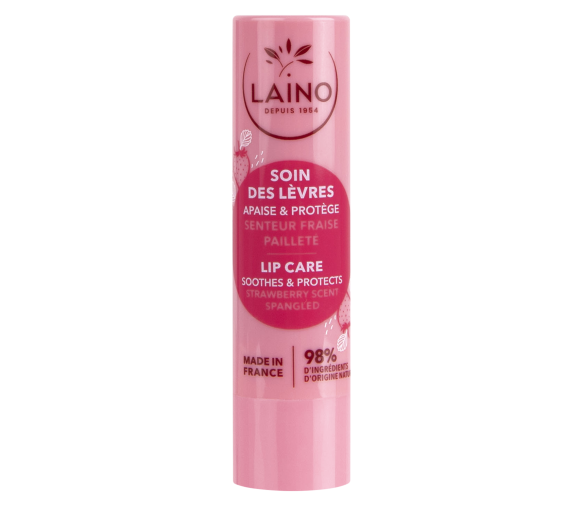 Soin des lèvres pailleté parfum fraise Laino - 1 stick de 4 g - image 1