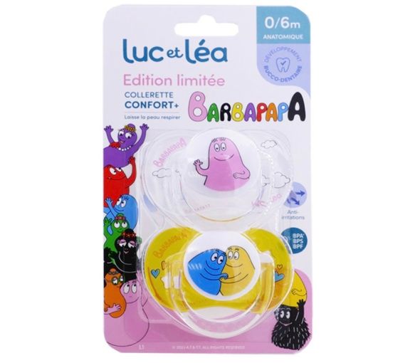Edition limitée sucette Barbapapa 0/6 mois Luc et Léa - lot de 2 sucettes
