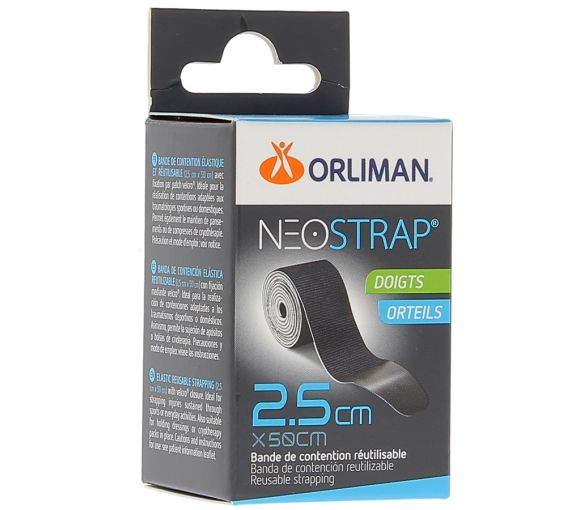 Neostrap doigts et orteils 2.5x50 cm Orliman - Boite de 1 bande de contention réutilisable
