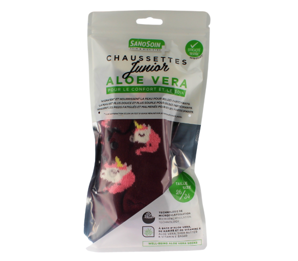 Chaussettes bien-être licornes roses et violettes SanoSoin – une paire de chaussettes