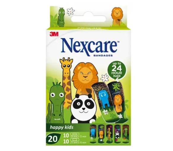 Happy kids animaux pansements Nexcare - boite de 20 pansements