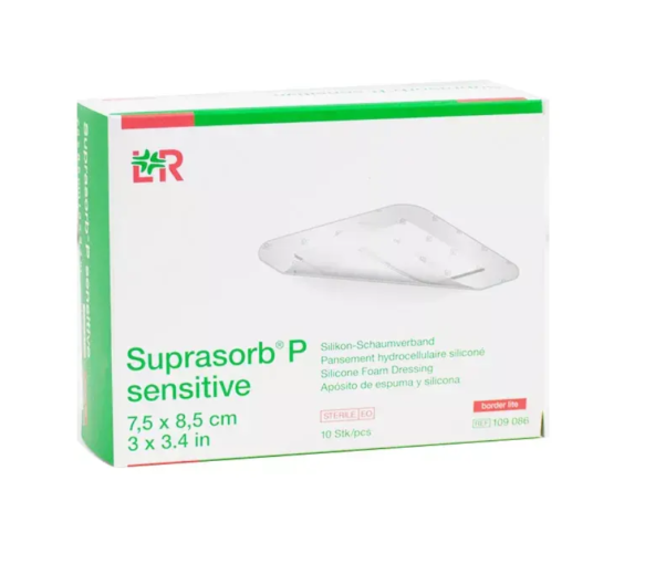 Suprasorb P Sensitive Border Lite - boite de 10 pièces de 7,5x8,5cm