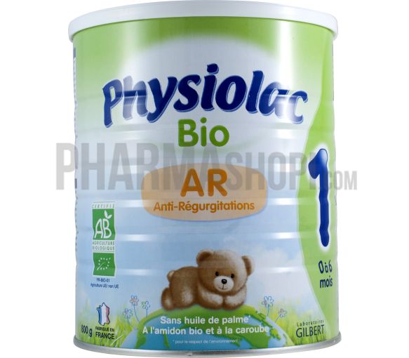 Lait en poudre bio anti-régurgitations AR 1er âge 0-6 mois Physiolac - pot de 800 g