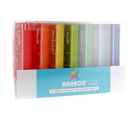 Pilulier hebdomadaire arc-en-ciel Anabox - 1 pilulier
