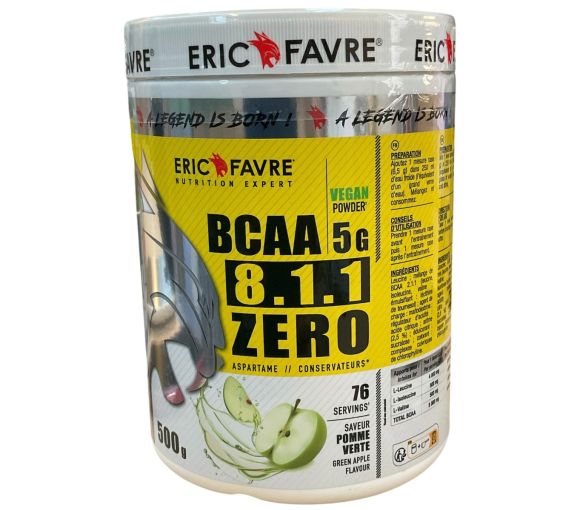 BCAA 8.1.1 zero saveur pomme verte Eric Favre - pot de 500g