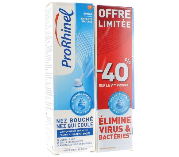ProRhinel spray enfants-adultes lavage nasal - lot de 2 sprays de 100 ml