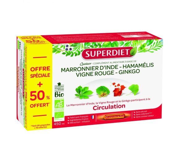 Quatuor Vigne Rouge Circulation Bio Super Diet - boite de 30 Ampoules - image 1