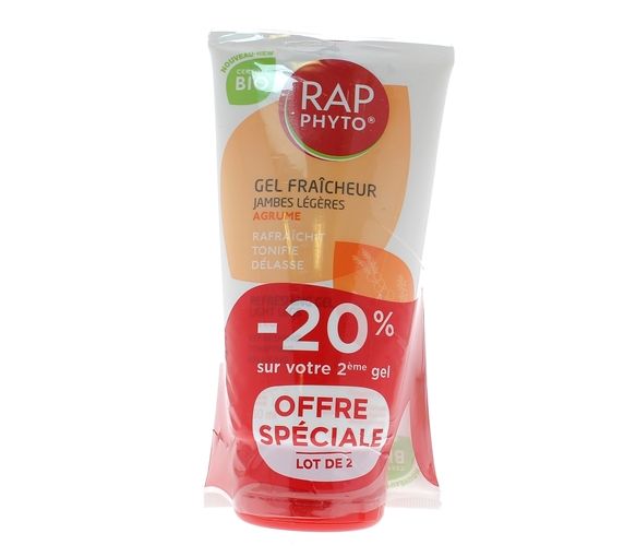 Rap phyto gel tonic jambes légères parfum agrumes - lot de 2 tubes de 150 ml