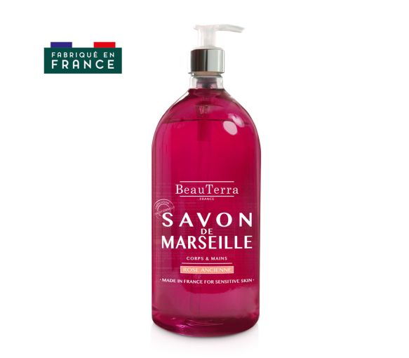 Savon de marseille rose Beauterra - flacon-pompe de 1L