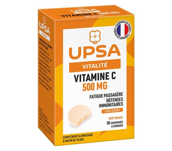 Vitamine C 500mg goût orange Upsa - boite de 30 comprimés