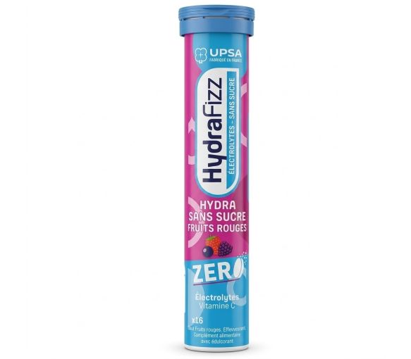 HydraFizz hydra sans sucre goût fruits rouges Upsa - tube de 16 pastilles effervescentes