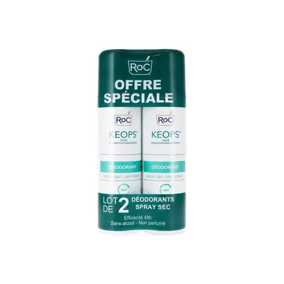 Keops déodorant spray efficacité 48h RoC - lot de 2 sprays de 150ml offre spéciale