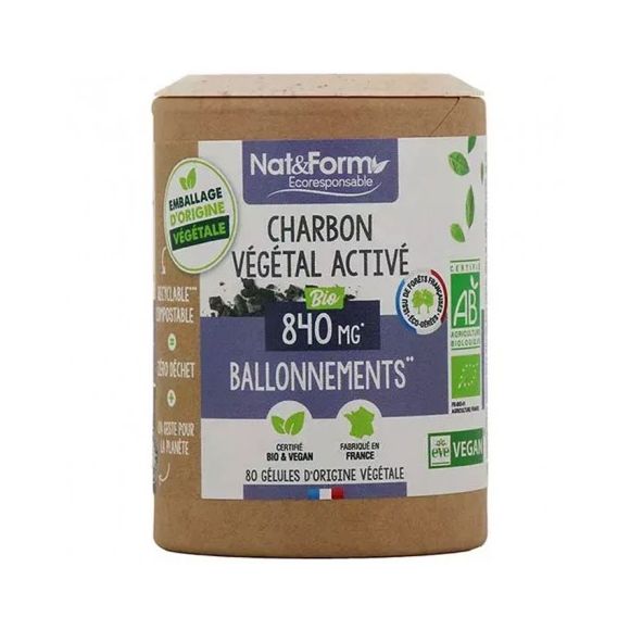 Charbon végétal activé bio ballonnements Nat&Form