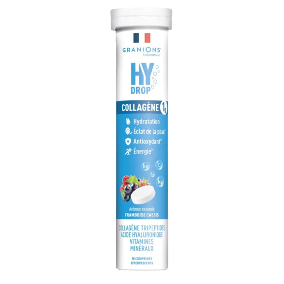 Hydrop solution d'hydratation arôme framboise cassis Granions - tube de 18 comprimés effervescents 