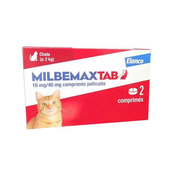 Milbemaxtab comprimés pelliculés chats de plus de 2kg Elanco - boite de 2 comprimés