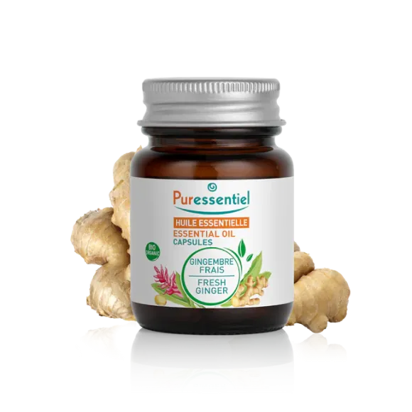 Capsules d'huile essentielle de gingembre Puressentiel - boîte de 60 capsules