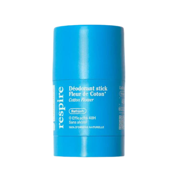 Déodorant solide efficace 48h Fleur de Coton bio Respire - stick de 50g