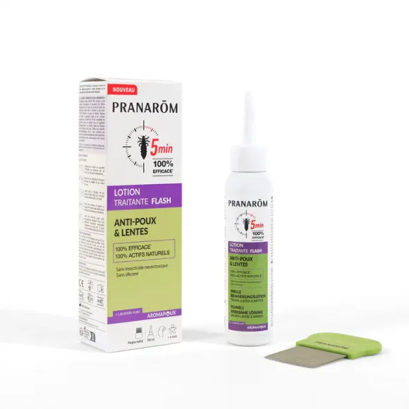 Aromapoux lotion traitante flash anti-poux & lentes Pranarôm - flacon de 100ml