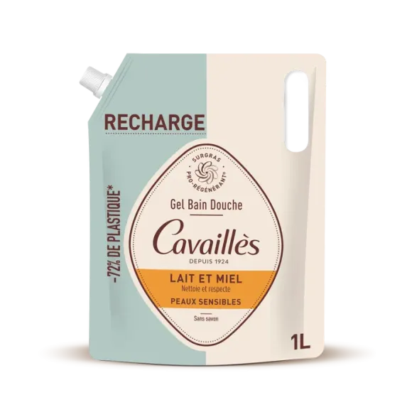 Gel bain douche lait et miel Rogé Cavaillès - éco-recharge de 1L