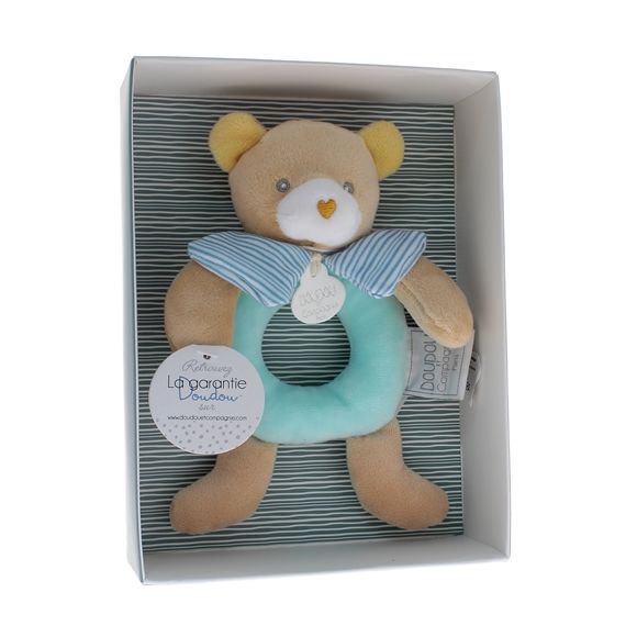 Mini doudou ours hochet Doudou et compagnie - boîte avec doudou de 20 cm