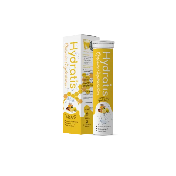 Solution d'hydratation goût citron & miel Hydratis - tube de 20 pastilles effervescentes