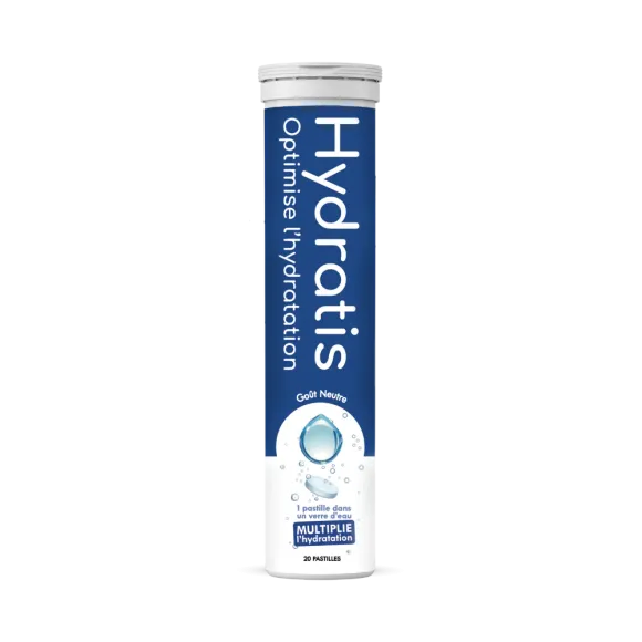 Solution d'hydratation goût neutre Hydratis - tube de 20 pastilles effervescentes