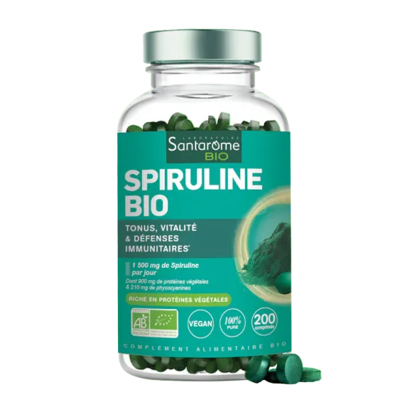 Spiruline bio Santarome - pot de 200 comprimés